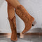 Loes | Fashionable women's calf boots with a thick heel