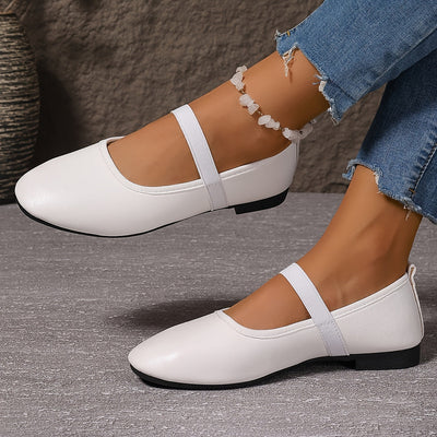 Elena | Elegant white Mary Jane ballerinas