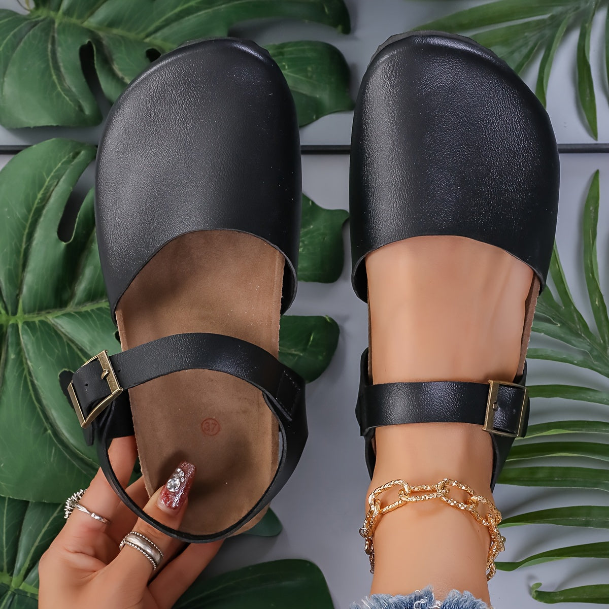 Lotte | Retro women's slingback sandals with cork and closed toe