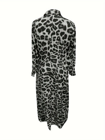 Emma | Maxi-jurk met luipaardprint en knopen