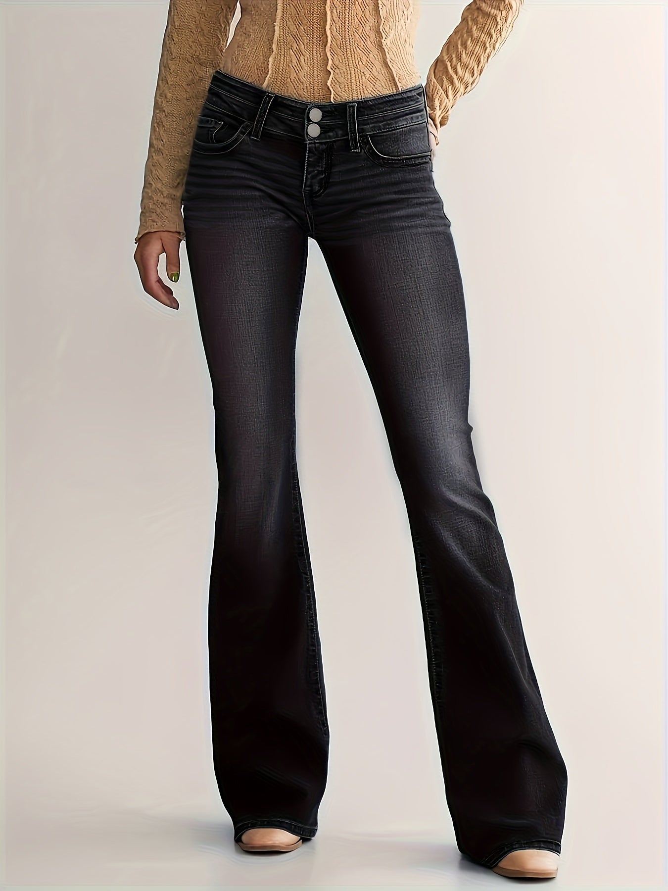 Sophie | Casual flared denim broek met dubbele knoopsluiting