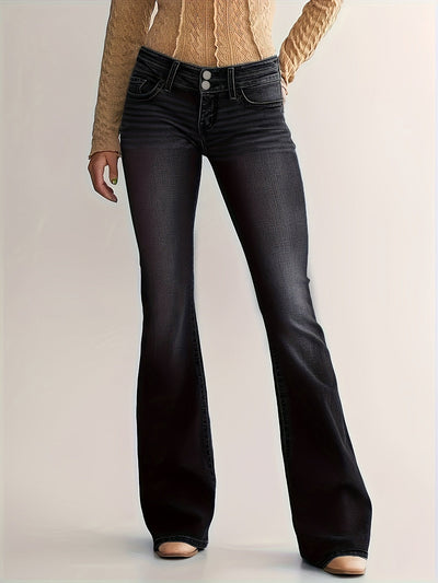 Sophie | Casual flared denim broek met dubbele knoopsluiting