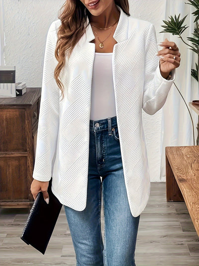 Emma | Plain textured open-front blazer with long sleeves