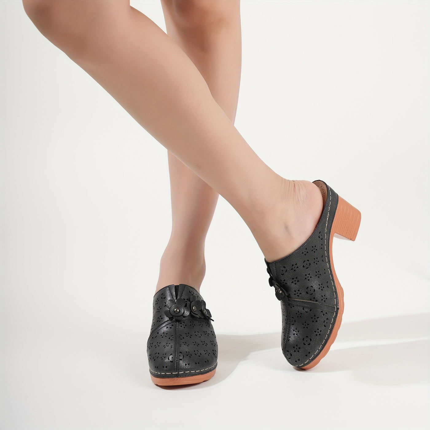 Sarah | Chique dames mules met dikke hak