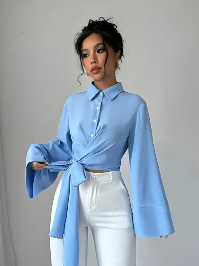 Bodi - Crop Top met Strik en Klokmouwen