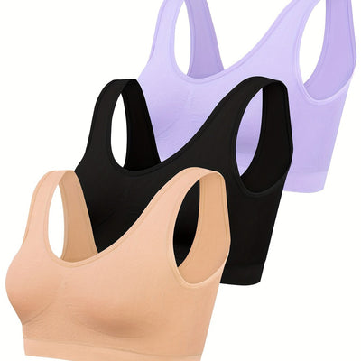 Sophie | Set van 3 effen tanktops & naadloze sport-bh