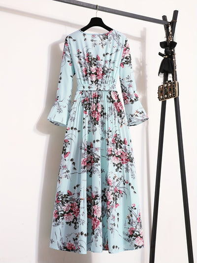 Noor | Maxi-jurk met bloemenprint en lange mouwen