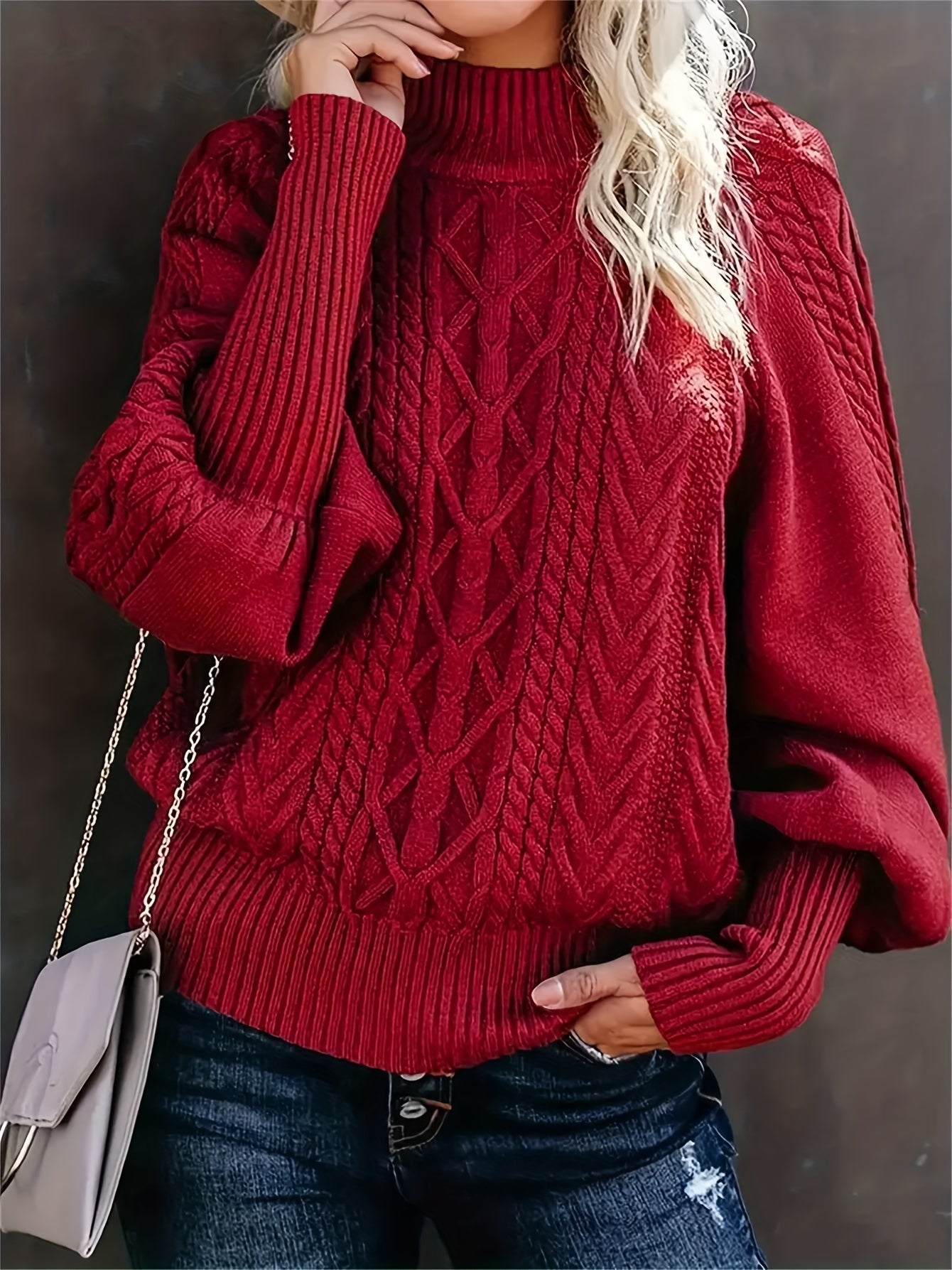 Fien | Cable-knit turtleneck sweater with dropped shoulders
