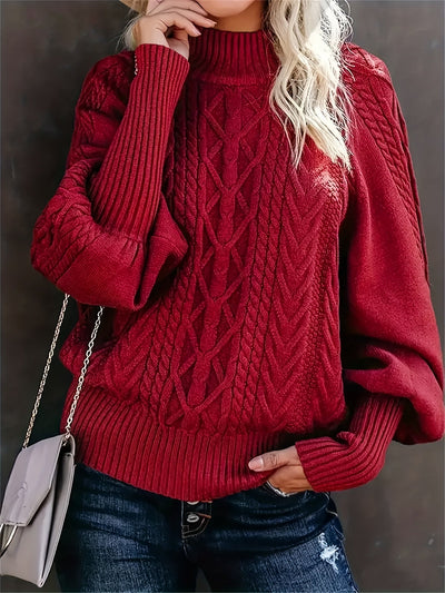 Fien | Cable-knit turtleneck sweater with dropped shoulders