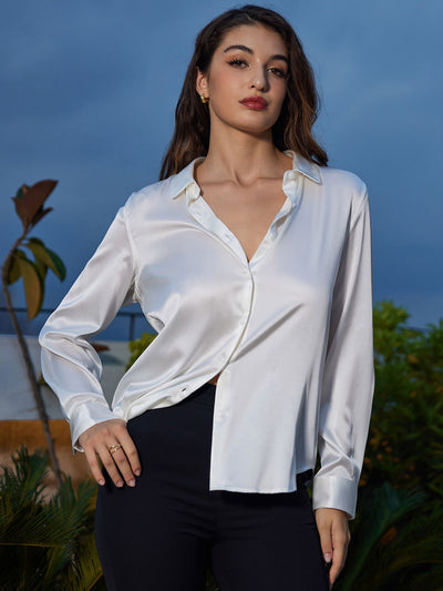 Clemence - Moderne Militaire Chic Dames Overhemd met Revers