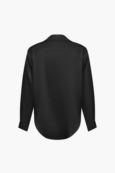 Lillian - Basic Plain Satin Women's Long Sleeve Shirt