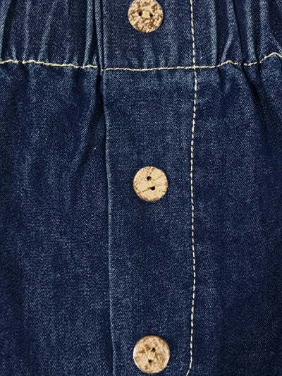 Fleur | High-waisted denim A-line midi skirt with button closure