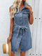 Noa | Mouwloze denim jurk met riem en knoopsluiting