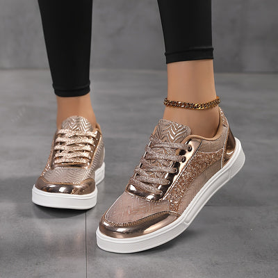 Fenna | Glitter sneakers met veters en comfortabele zool