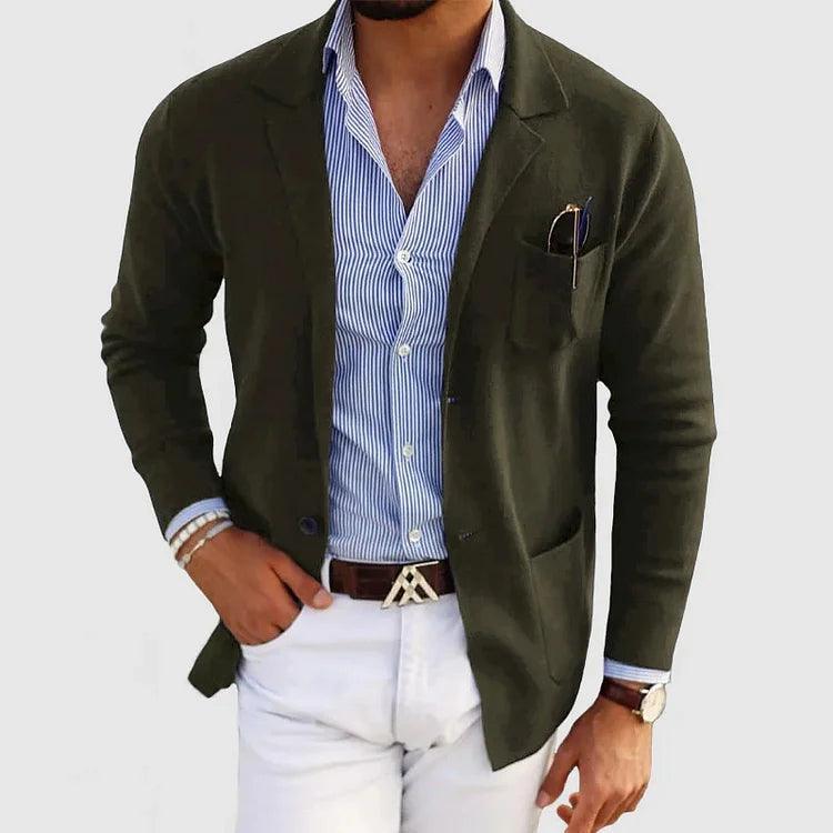 Elegant herenvest met zakken en reverskraag, effen kleur, lange mouwen