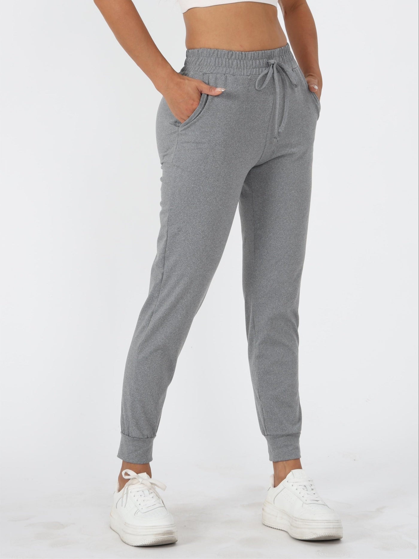 Eva | Effen kleur casual hardloopbroek met zak