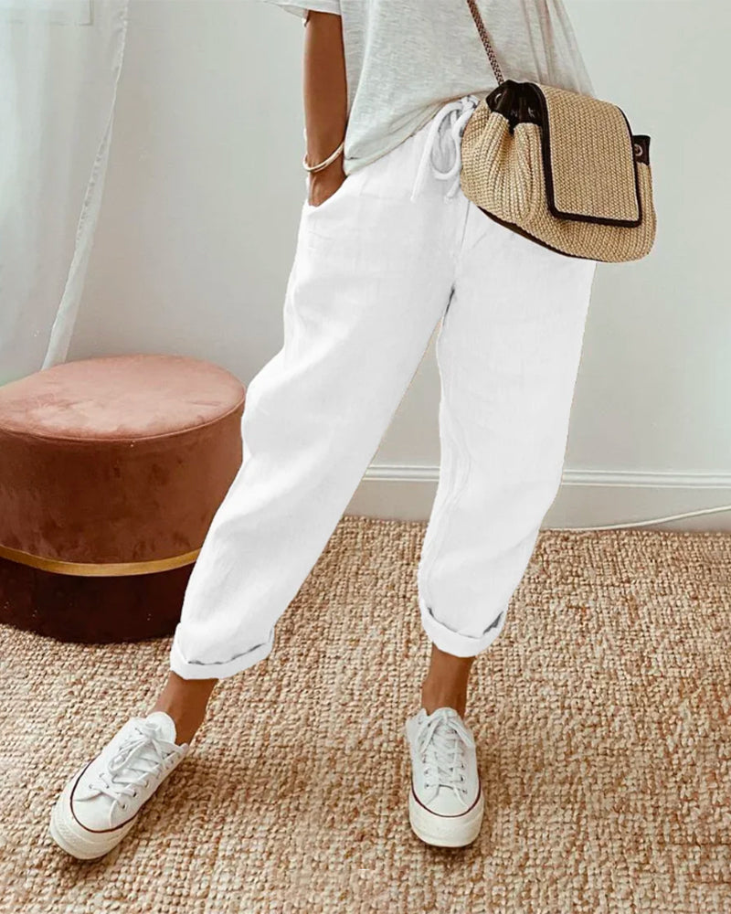 Elena - Casual &amp; Elegant Linen Sweatpants