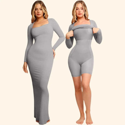 Sabina - Ultra Flattering  Shapewear Jurk met Lange Mouwen