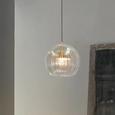 Hailie Modern Ball LED Pendant Lamp Metal Glass Clear Amber Bedroom Dining Room Living Room 