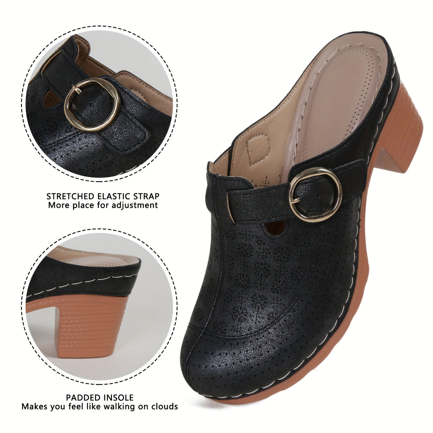 Elin | Elegant women's mules with platform and thick heels