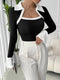 Bluma - T-shirt met Contrasterende Kraag