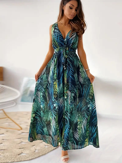 Caitlin - casual boho maxi-jurk met trekkoord