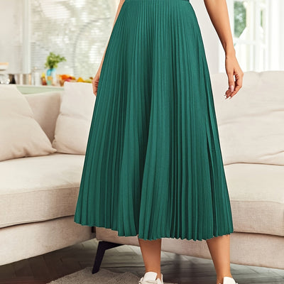 Evelien | Solid color high-waisted pleated skirt