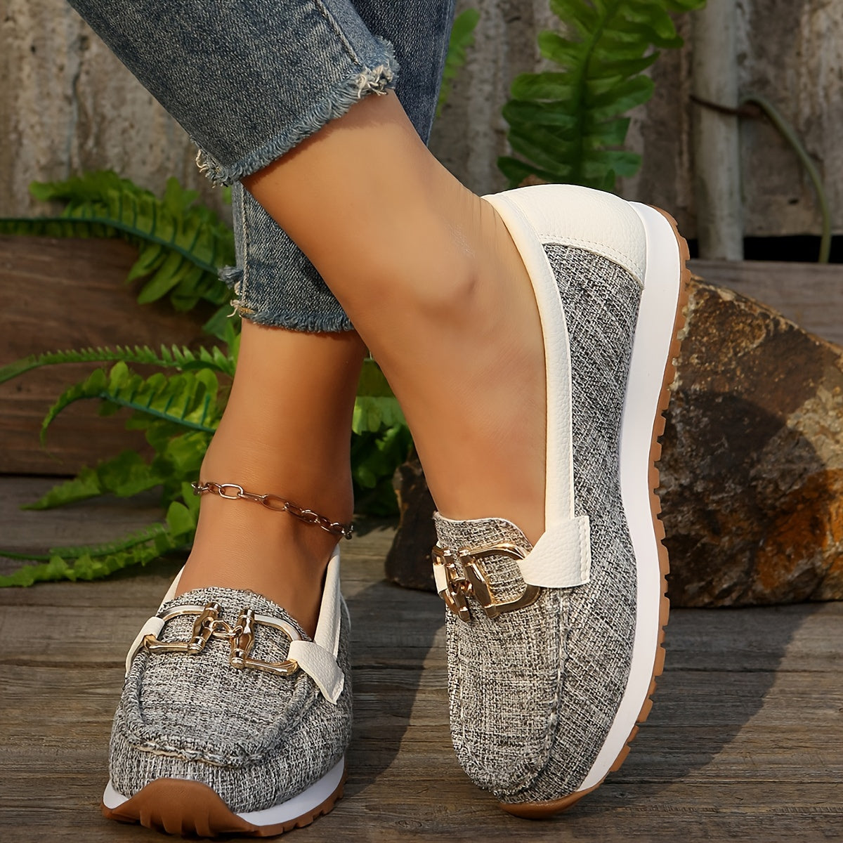 Sanne | Dames casual loafers met metallic gespsluiting