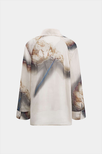 Calla - Elegante Abstracte Print Dames Chiffon Knopshirt