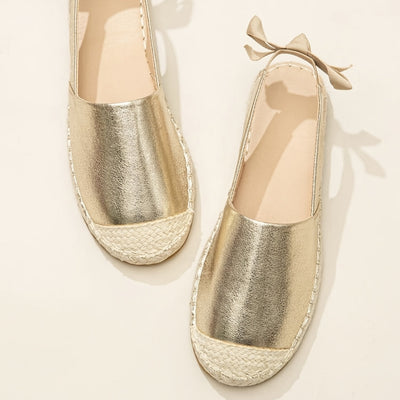Elise | Gold-colored espadrilles with elastic slingback