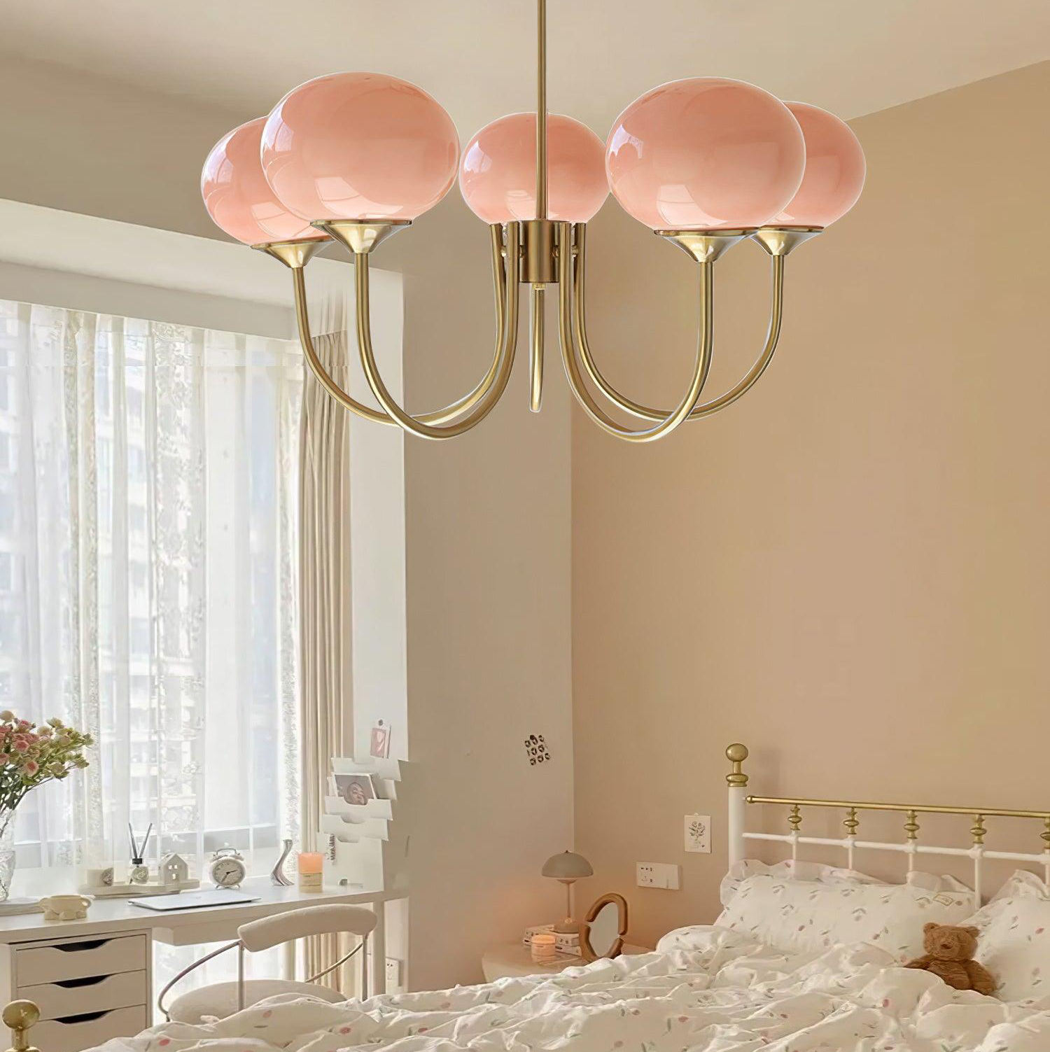 Piora - Pink Glass Bubble Chandelier
