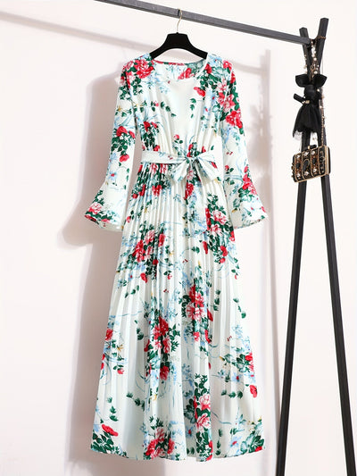 Noor | Maxi-jurk met bloemenprint en lange mouwen