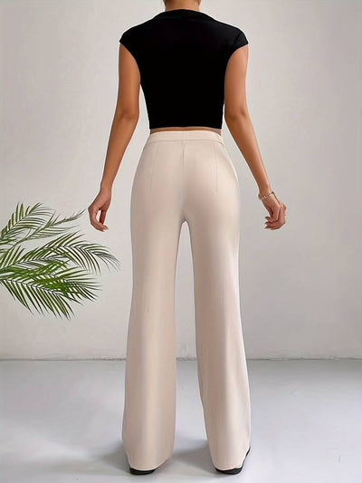 Lotte | Beige pantalon met hoge taille