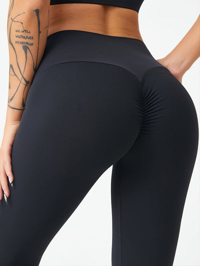 Nina | Zwarte scrunchy yoga legging met hoge taille