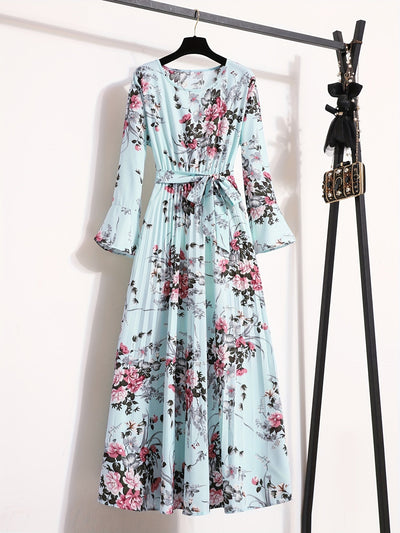 Noor | Maxi-jurk met bloemenprint en lange mouwen