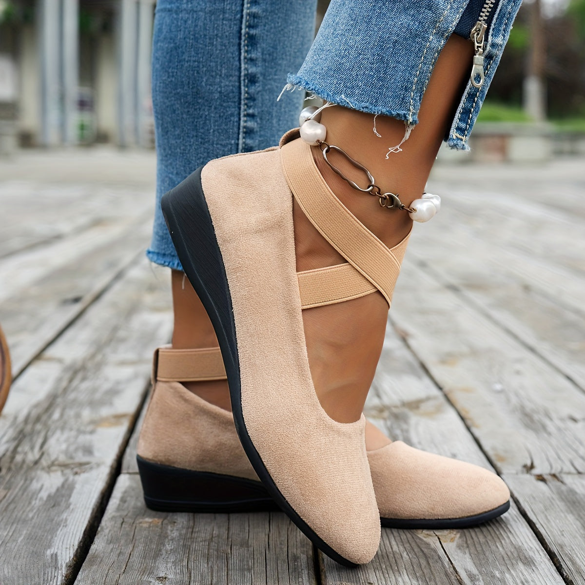 Luna | Plain women's ballet flats in breathable velvet