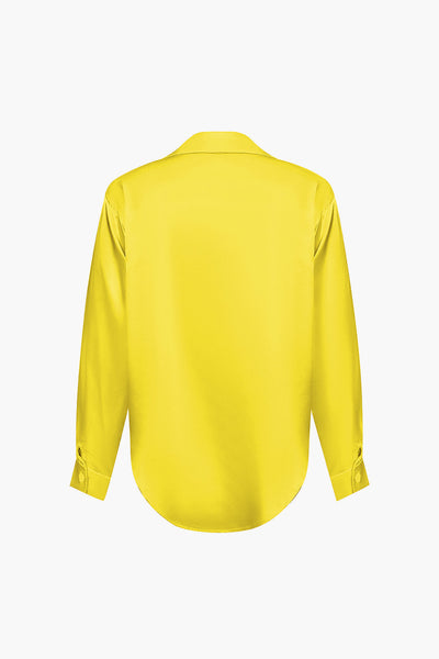 Lillian - Basic Plain Satin Women's Long Sleeve Shirt