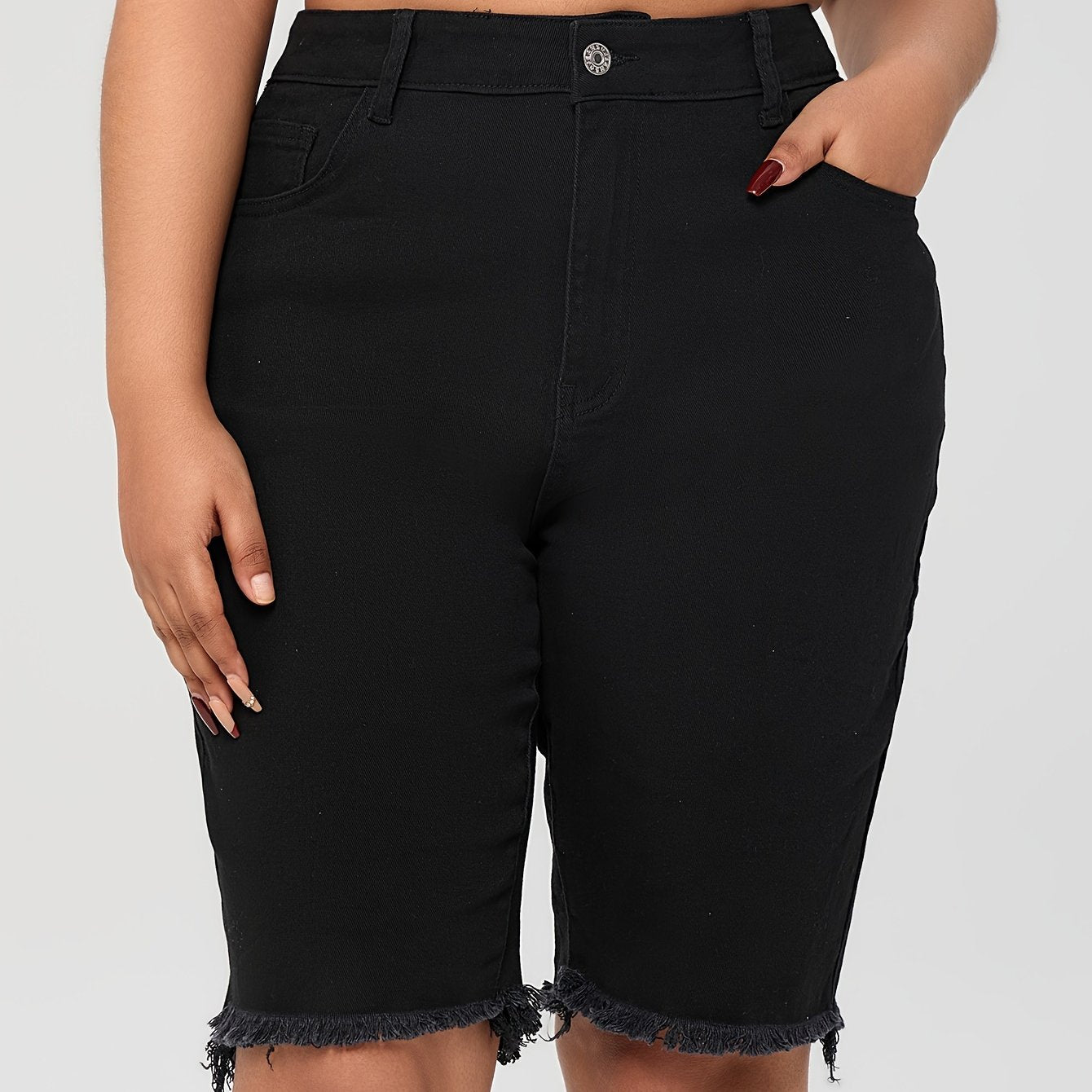 Emma | Effen blauwe denim shorts