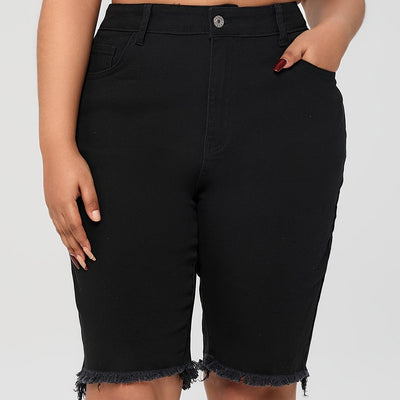 Emma | Effen blauwe denim shorts