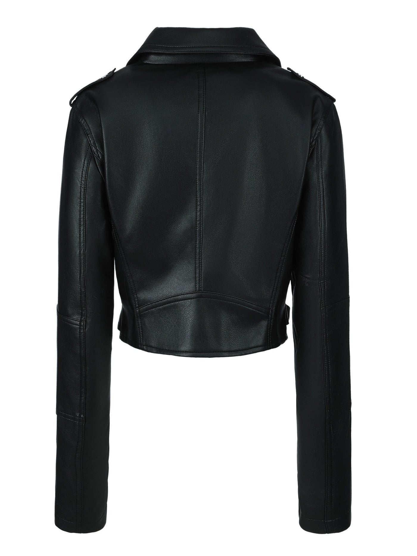 Lotte | Faux leather crop jacket with zipper and long sleeves