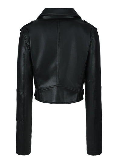 Lotte | Faux leather crop jacket with zipper and long sleeves