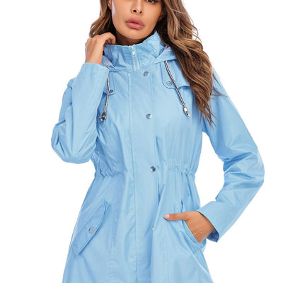 Sophie | Halflange regenjas met capuchon en rits