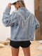 Lara | Light blue denim jacket with sequins and button closure
