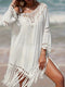 Arielle - boho strandjurk met macramé franjes en V-hals