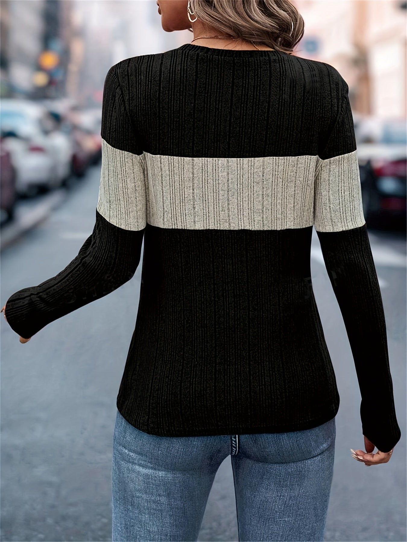 Fleur | Color-block long-sleeved T-shirt