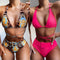 Bodyflatterende bikini met halternek en print