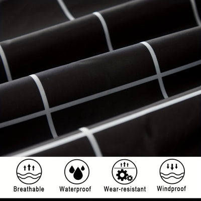 Lotte | Sporty women's rain poncho with hood and geometric pattern