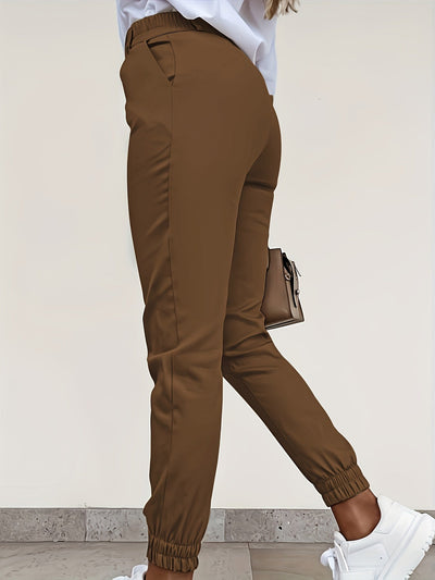Emma | Plain casual slim trousers with slanted pockets