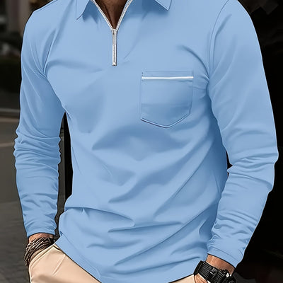 Daan | Effen polo shirt met lange mouw