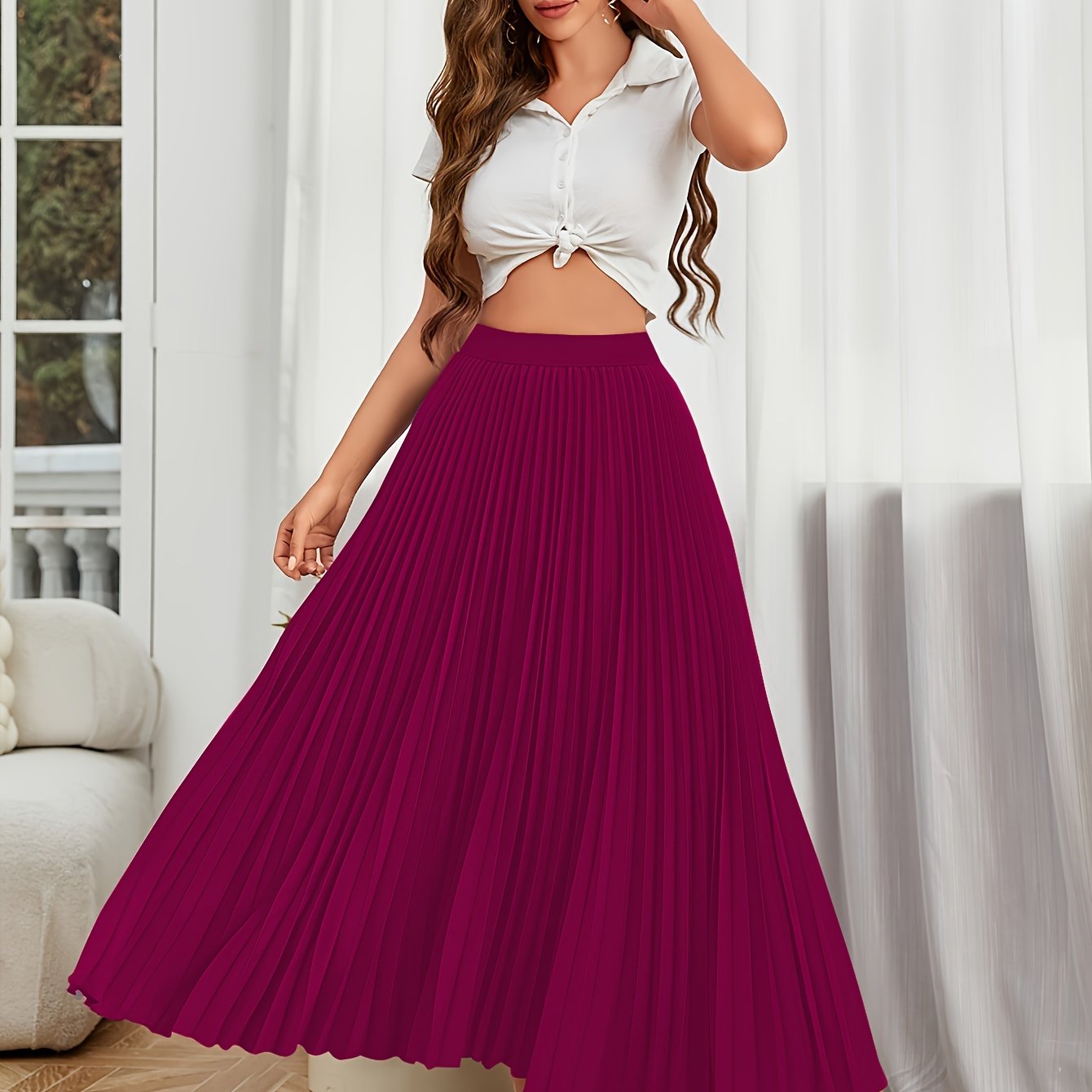 Lotte | Pleated plain loose skirt